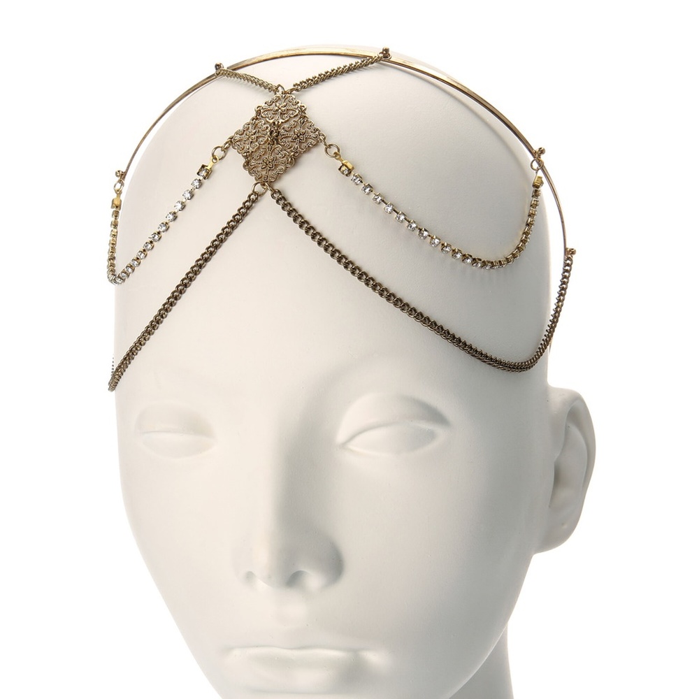 NEW Gold & Crystal Head Chain Jewelry Headband NWT - Picture 3 of 7